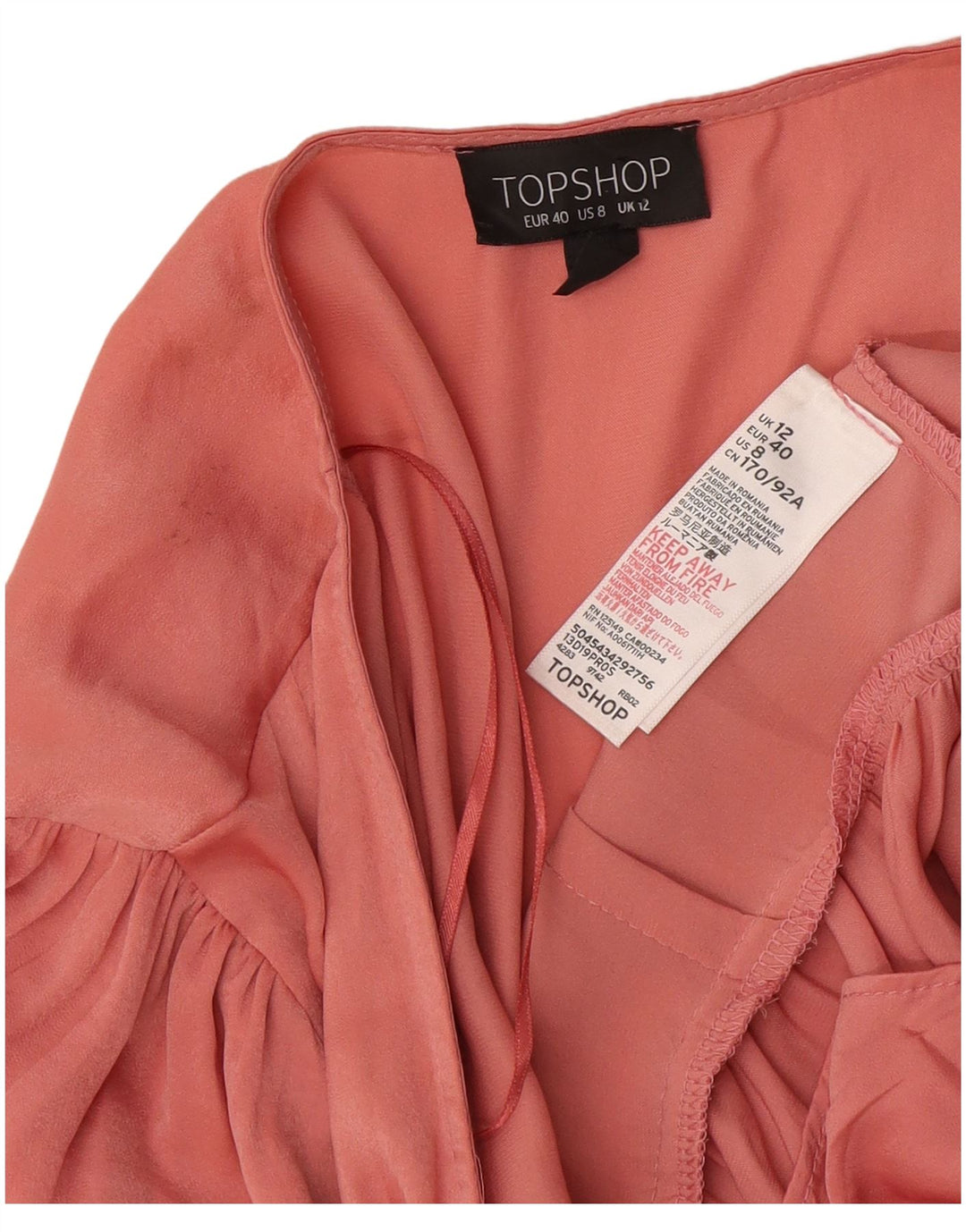 Topshop Camicetta da donna con camicia avvolgente UK 12 Poliestere rosa medio