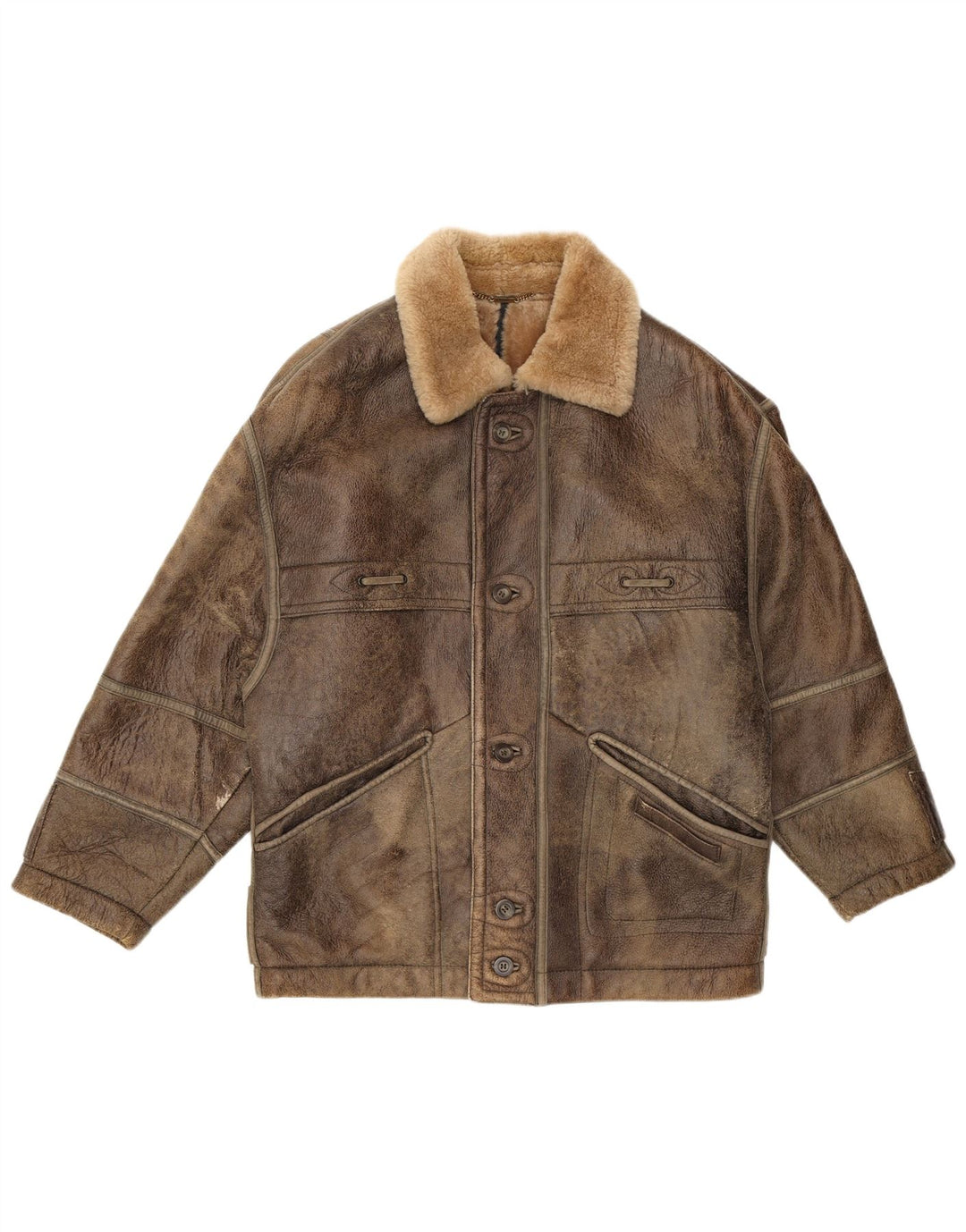 Giubbotto in shearling da uomo Christ IT 48 in pelle marrone medio