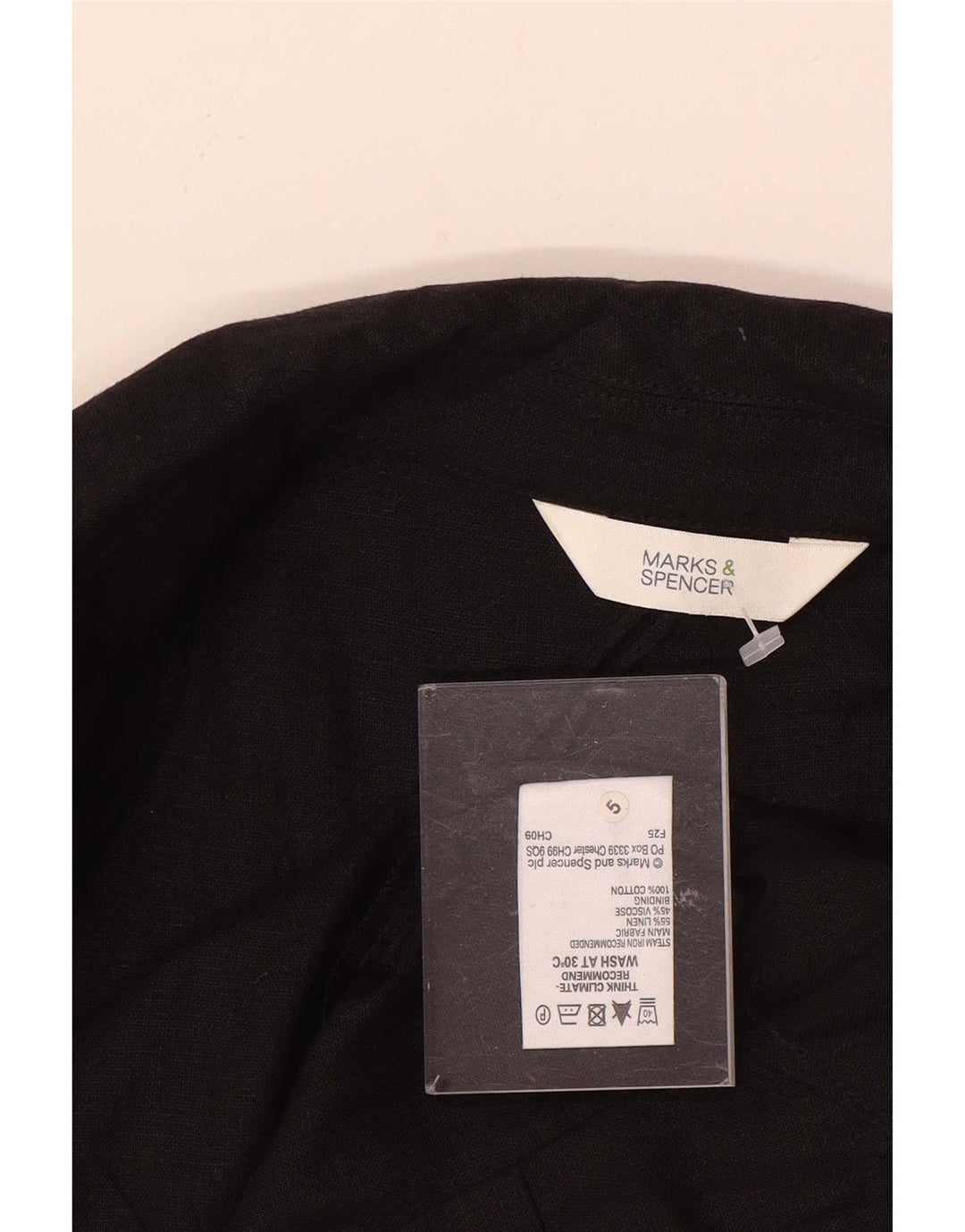 Giacca blazer con maniche a 3/4 da donna Marks & Spencer UK 8 piccola in lino nero