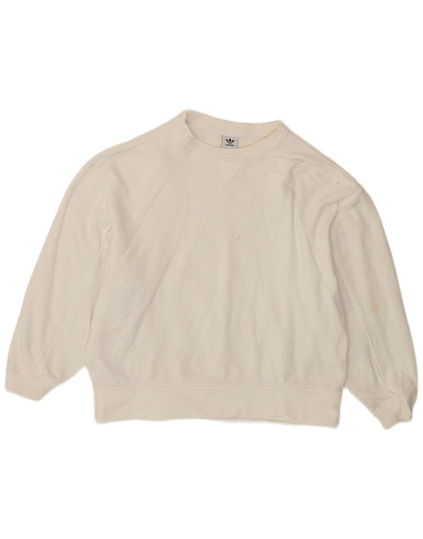 Felpa oversize con grafica da donna Adidas UK 10 Small White Sports
