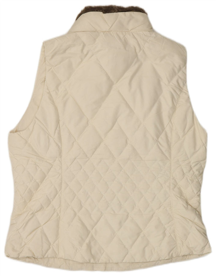 Gilet imbottito da donna Eddie Bauer UK 16 grande poliestere bianco sporco