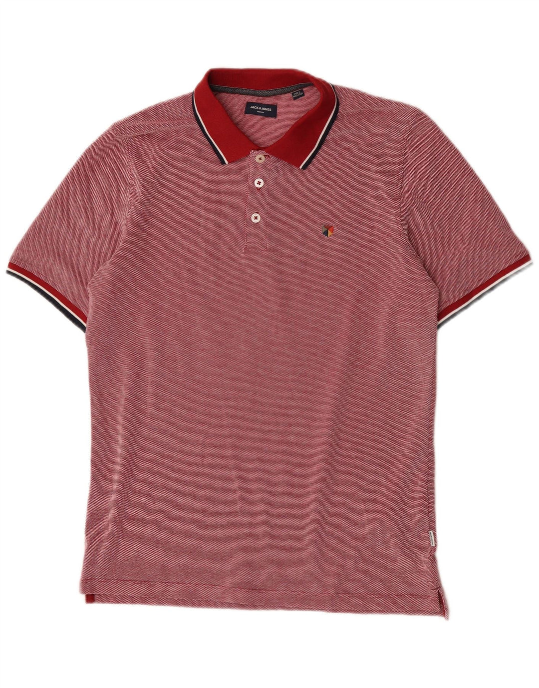 Polo da uomo Jack & Jones in cotone maculato rosso medio