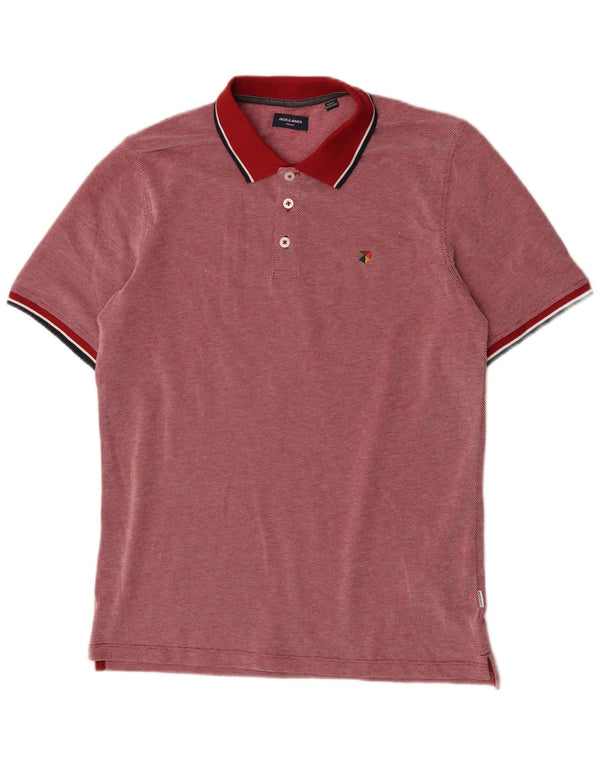 Polo da uomo Jack & Jones in cotone maculato rosso medio