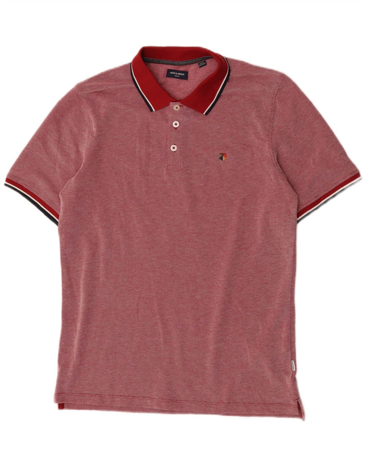 Polo da uomo Jack & Jones in cotone maculato rosso medio