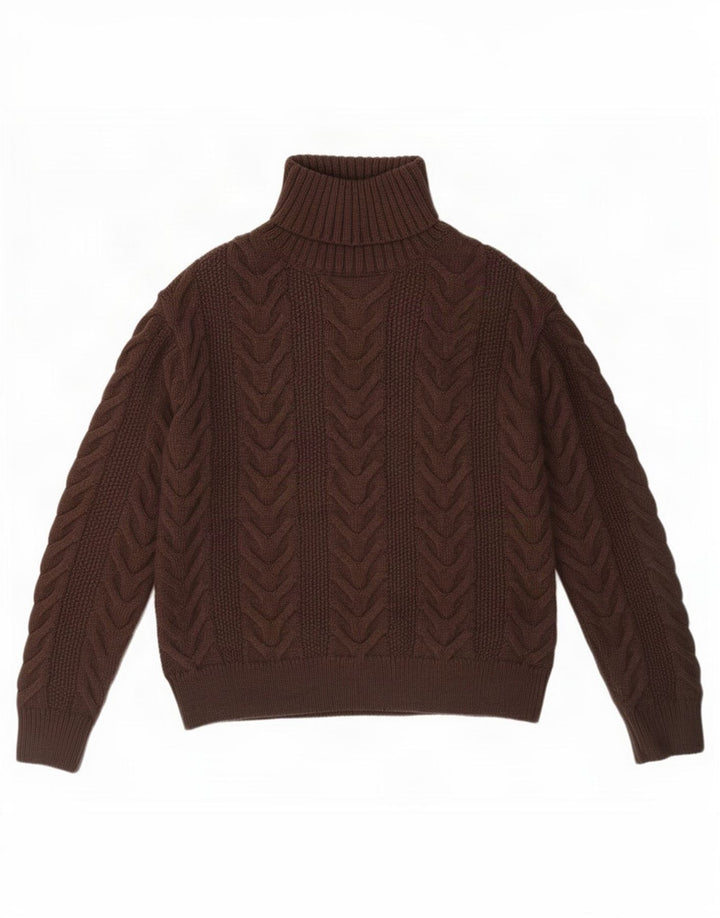 Maglione maglione a collo alto da donna Marks & Spencer UK 10 piccolo acrilico marrone