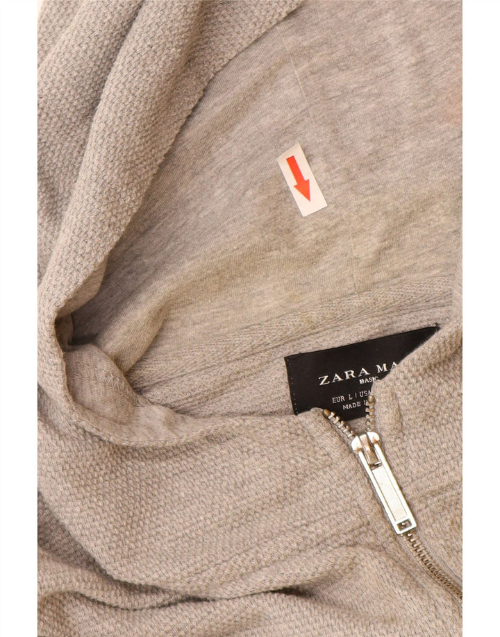 Maglione con cappuccio e zip Zara da uomo grande in cotone grigio