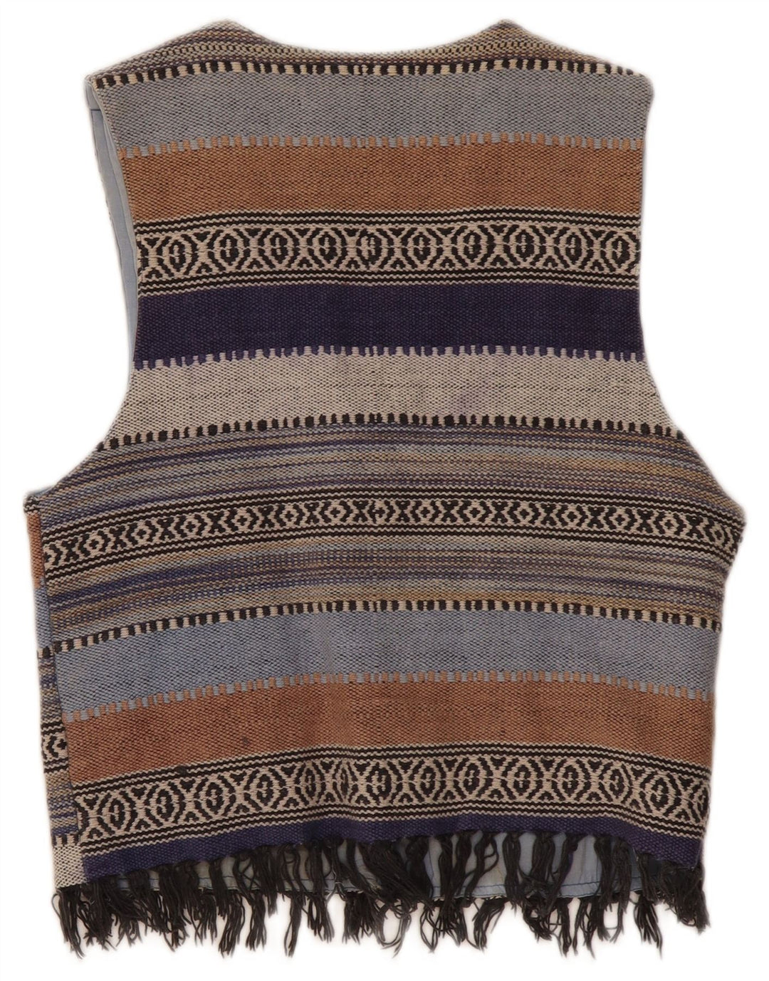 Gilet vintage da uomo in cotone a righe multicolori medio