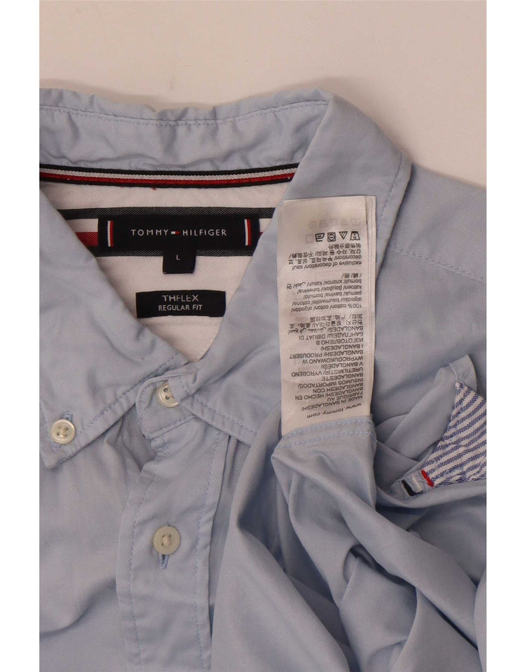 Camicia da uomo Regular Fit Tommy Hilfiger Large in cotone blu