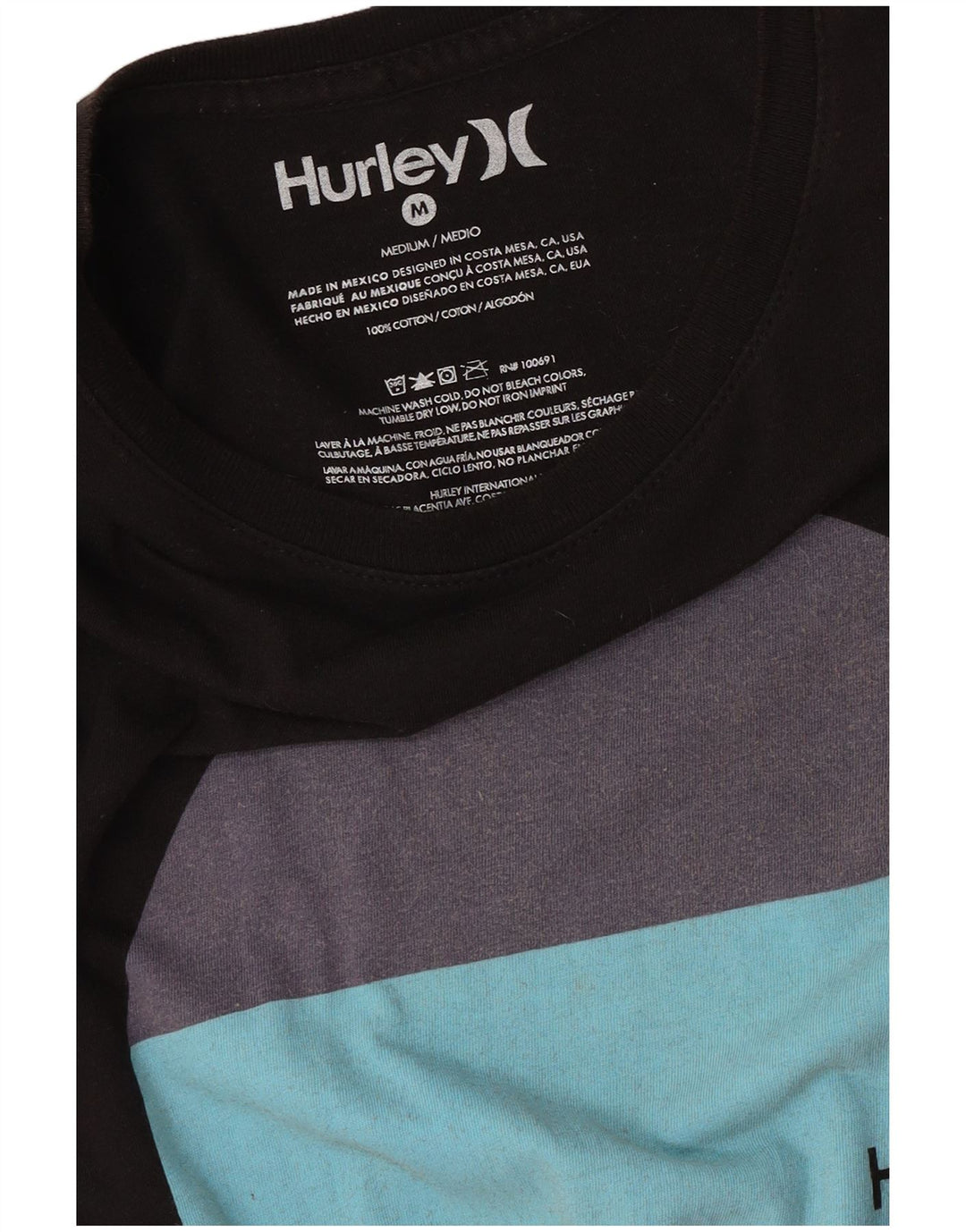T-shirt grafica da uomo Hurley Top in cotone nero medio
