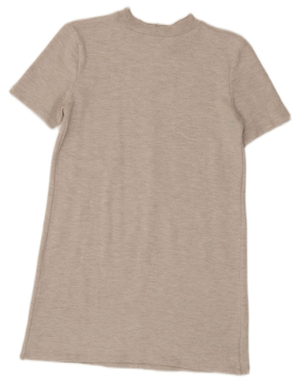 Abito maglione a maniche corte da donna Zara UK 10 piccolo Beige