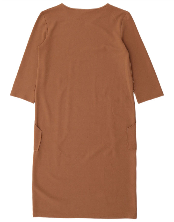 Abito a trapezio con maniche a 3/4 da donna Zara UK 10 piccolo marrone