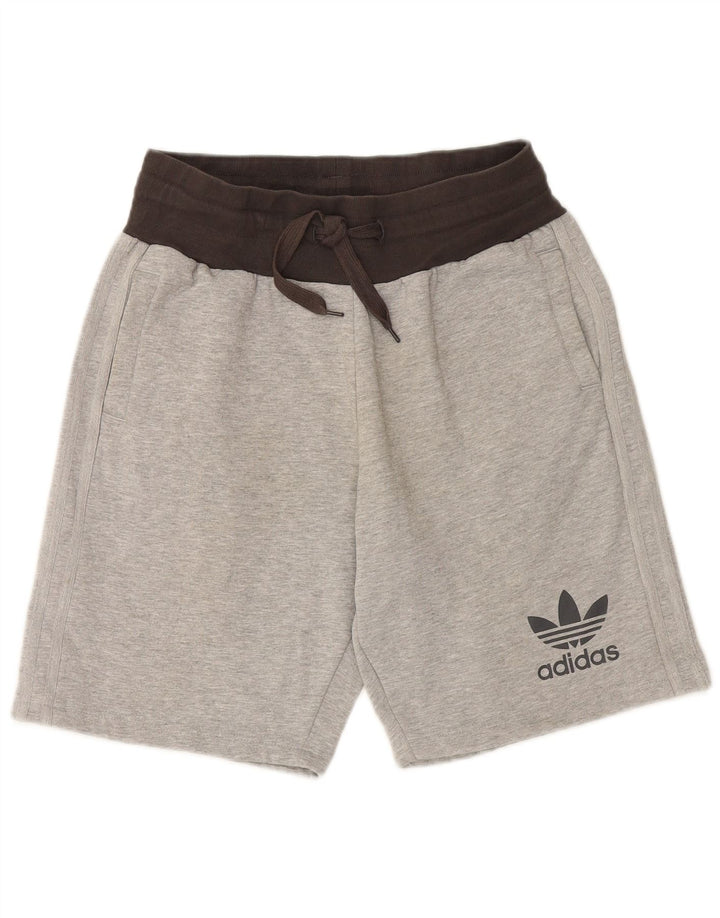 Pantaloncini sportivi da uomo ADIDAS in cotone color block grigio medio
