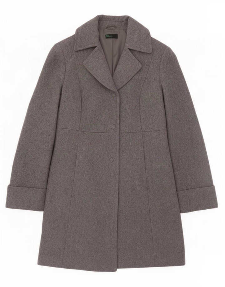 Cappotto Donna Benetton IT 42 Grigio Medio Lana