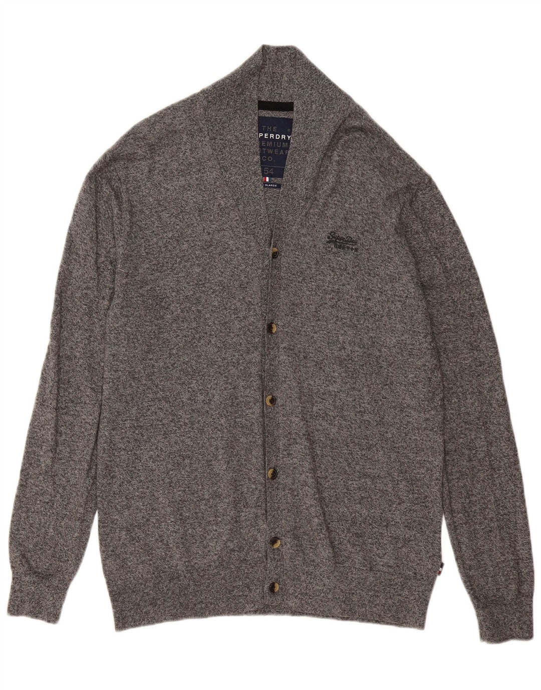 Maglione cardigan da uomo SUPERDRY XL in cotone screziato grigio