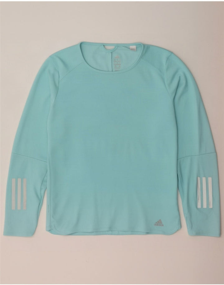 Adidas Donna Climacool Top manica lunga UK 12/14 Poliestere blu medio
