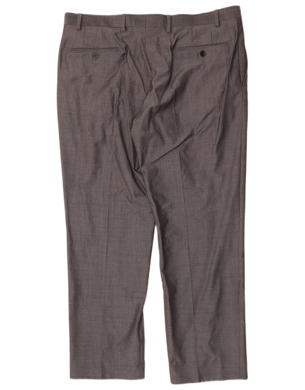 Pantaloni da abito dritti autografi da uomo Marks & Spencer W38 L29 lana grigia