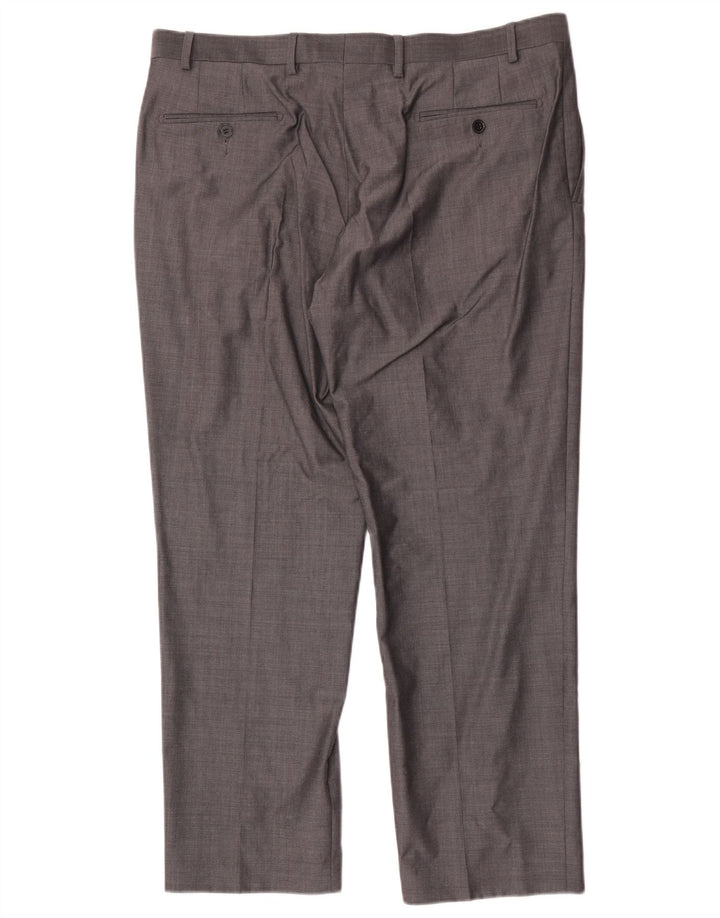 Pantaloni da abito dritti autografi da uomo Marks & Spencer W38 L29 lana grigia