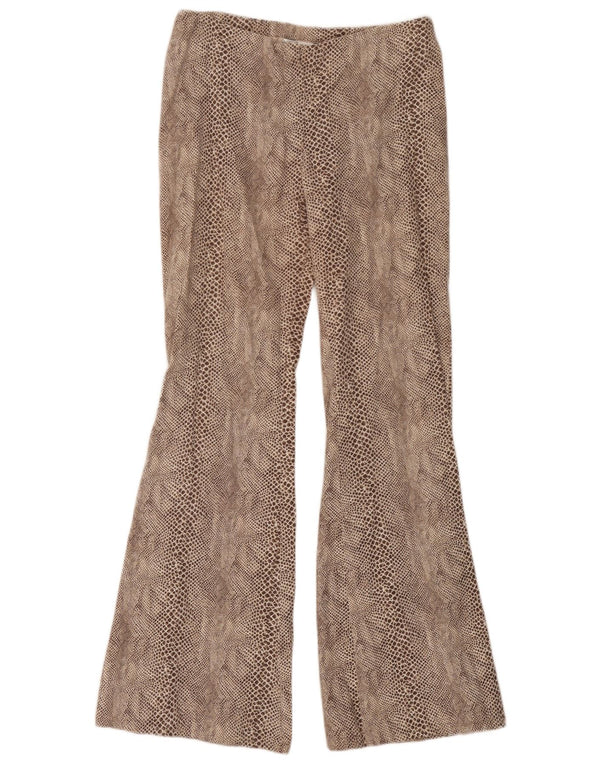 Topshop Pantaloni casual da donna UK 12 Medi W28 L30 Beige Stampa animalier
