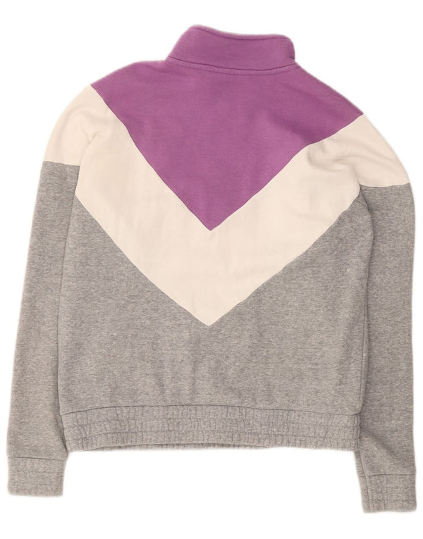 Felpa da donna con zip 1/4 FILA Maglione UK 14 Cotone color block grigio medio