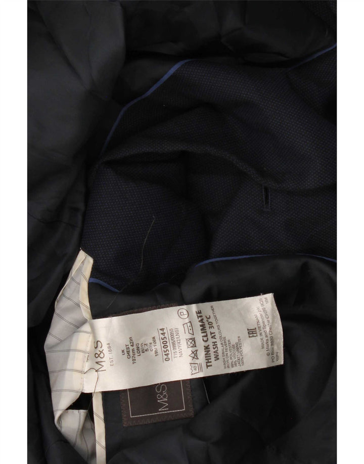Giacca blazer a 2 bottoni da uomo Marks & Spencer UK 42 grande poliestere blu navy