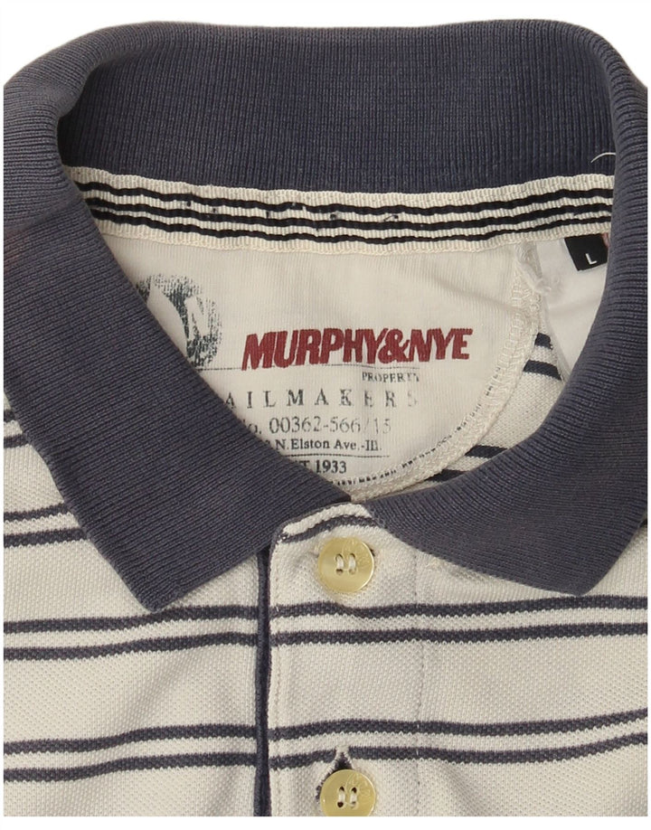 Polo da rugby grafica da uomo Murphy & Nye a righe grandi bianche