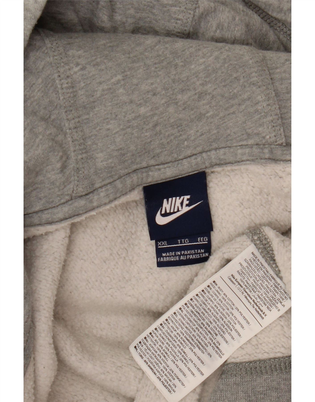 Felpa con cappuccio e zip da uomo NIKE 2XL in cotone grigio