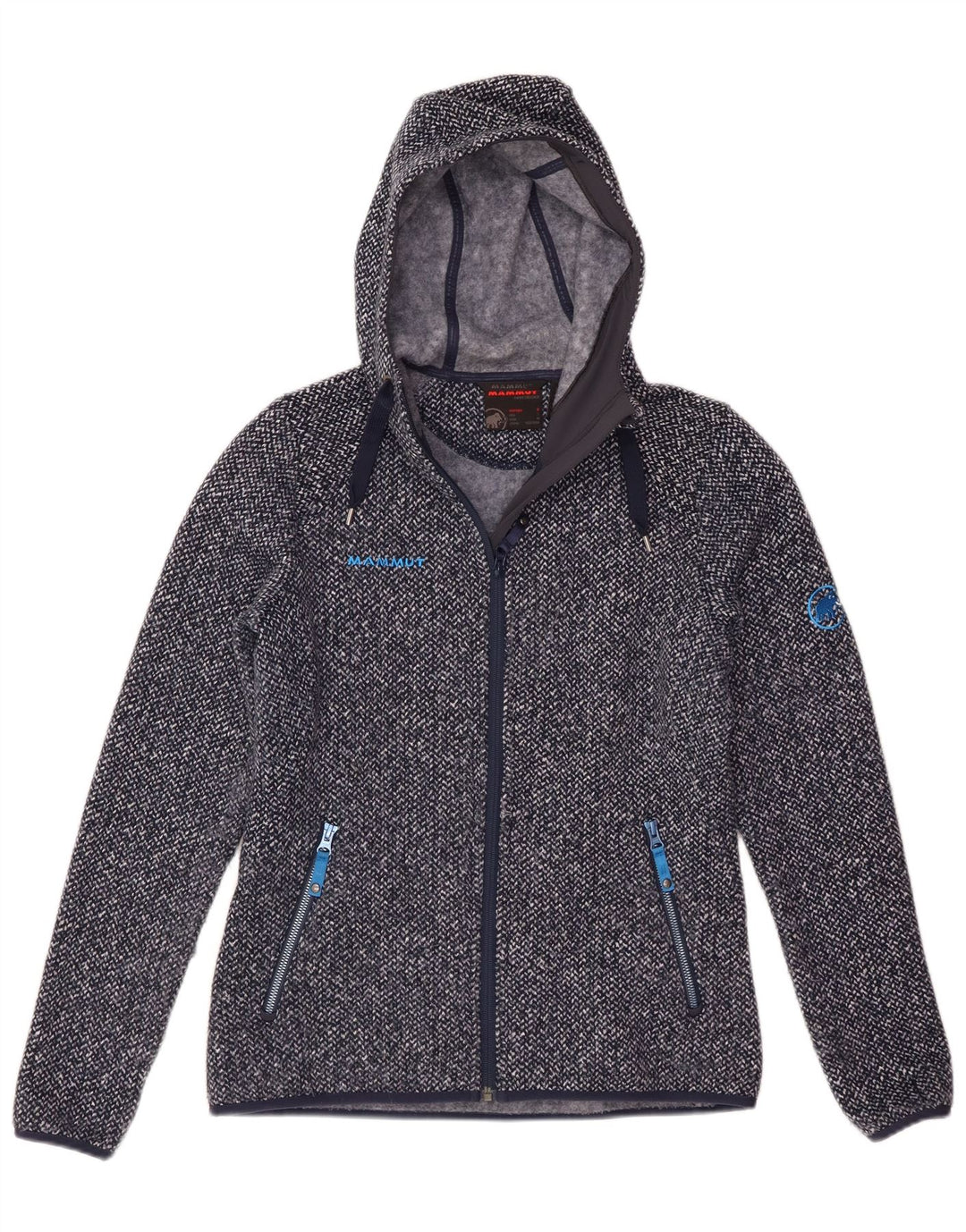 Mammut Maglione da donna con cappuccio e zip piccolo in poliestere chiazzato blu
