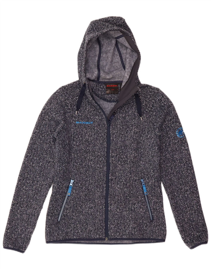 Mammut Maglione da donna con cappuccio e zip piccolo in poliestere chiazzato blu