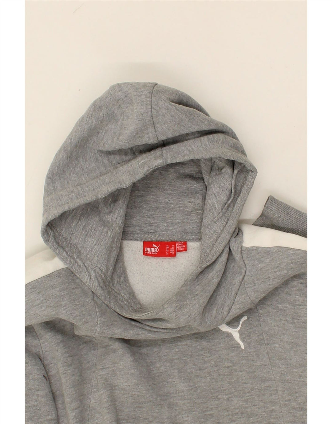 PUMA Mens Hoodie Jumper Medium Grey Colourblock | Vintage Puma | Thrift | Second-Hand Puma | Used Clothing | Messina Hembry 