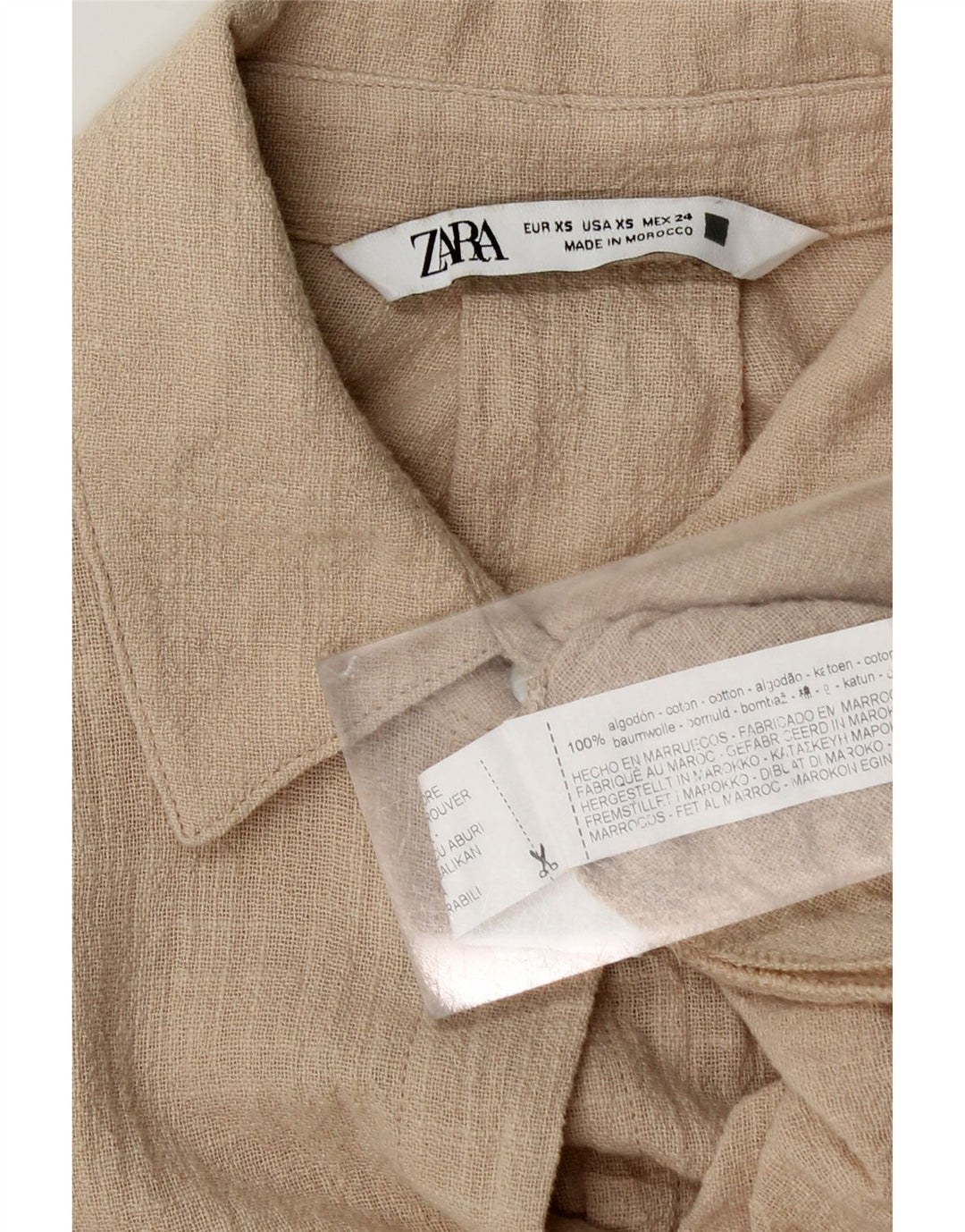Camicia oversize da donna Zara UK 6 XS in cotone beige