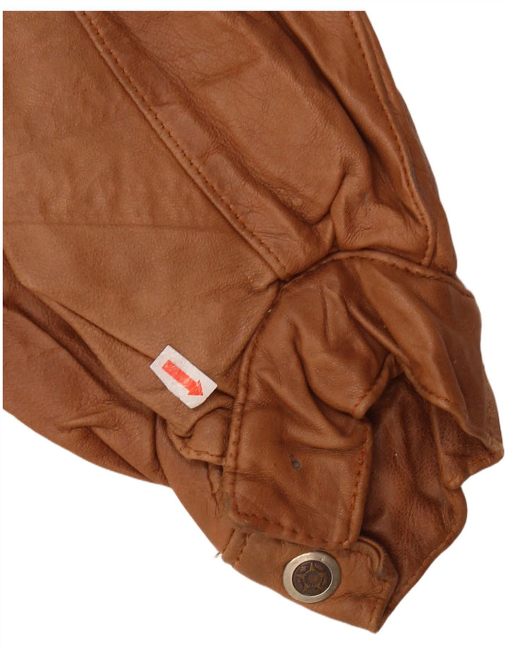 Giacca in pelle militare da uomo VINTAGE UK 44 2XL Pelle marrone