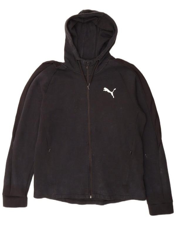 Felpa con cappuccio e zip da uomo Puma grande in cotone nero