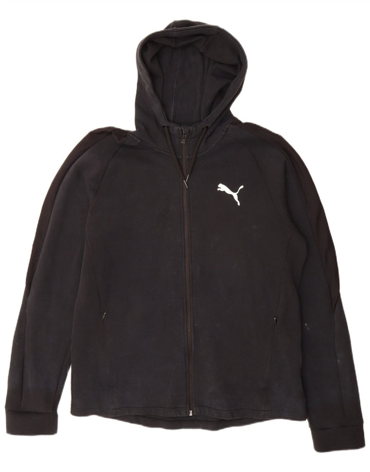 Felpa con cappuccio e zip da uomo Puma grande in cotone nero