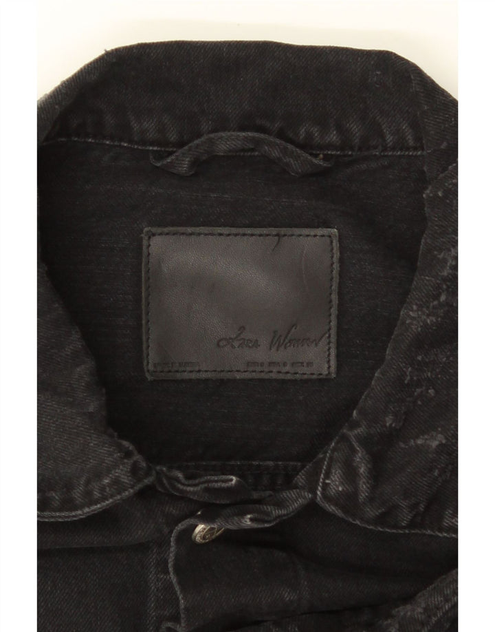 Giacca in denim invecchiato ZARA da uomo UK 36 piccola in cotone nero