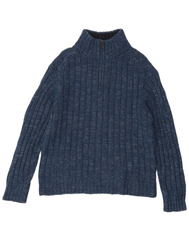 MARKS & SPENCER Maglione da uomo con zip e collo grande blu screziato