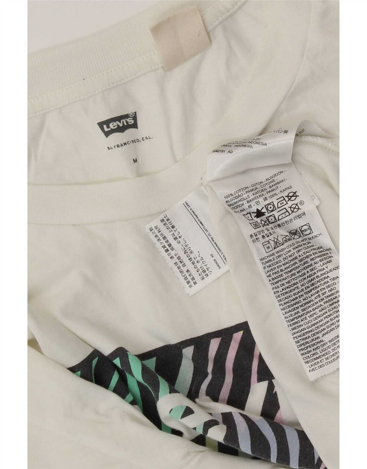 T-shirt grafica da donna Levi's Top UK 14 cotone bianco medio