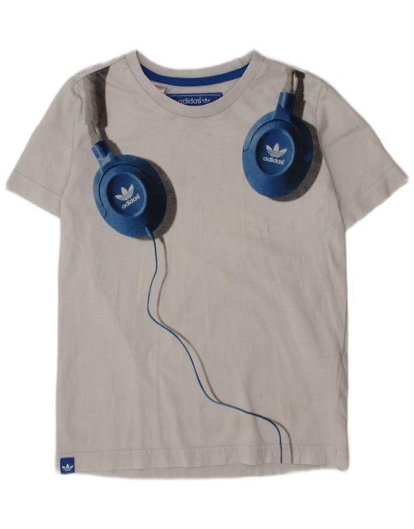 T-shirt grafica ADIDAS per ragazzi 7-8 anni in cotone bianco