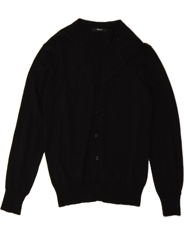 REPLAY Womens Cardigan Sweater UK 18 XL Black Wool Vintage Replay and Second-Hand Replay from Messina Hembry 