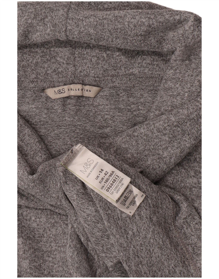 Top da donna Marks & Spencer manica 3/4 UK 14 grande poliestere chiazzato grigio