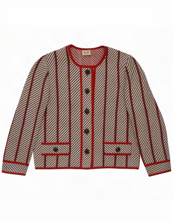 Liola Maglione cardigan da donna UK 14 medio a righe multicolore