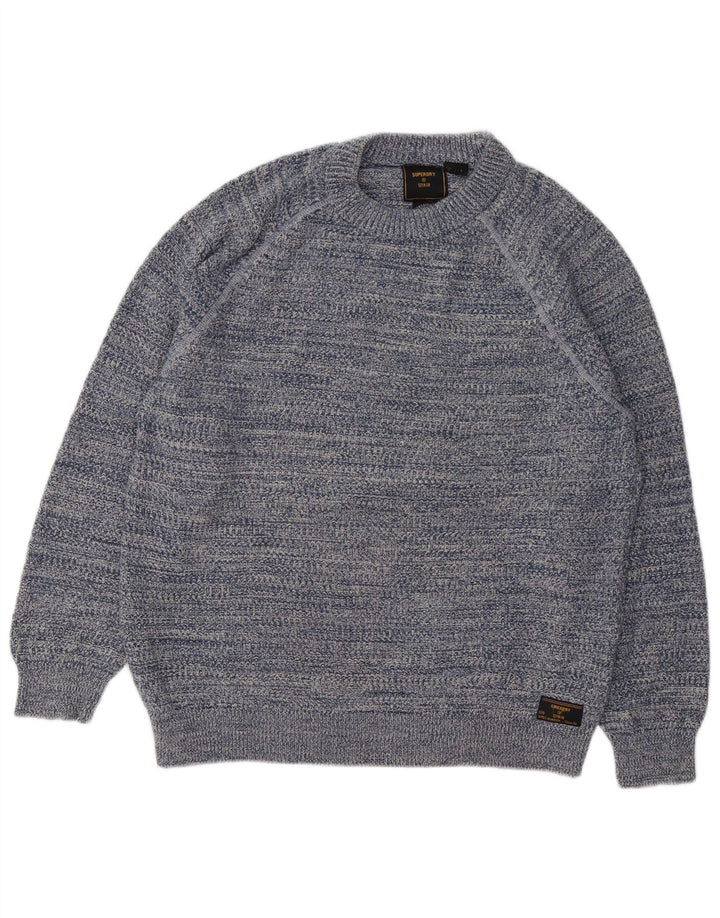 Maglione da uomo girocollo Superdry in cotone a righe grandi blu