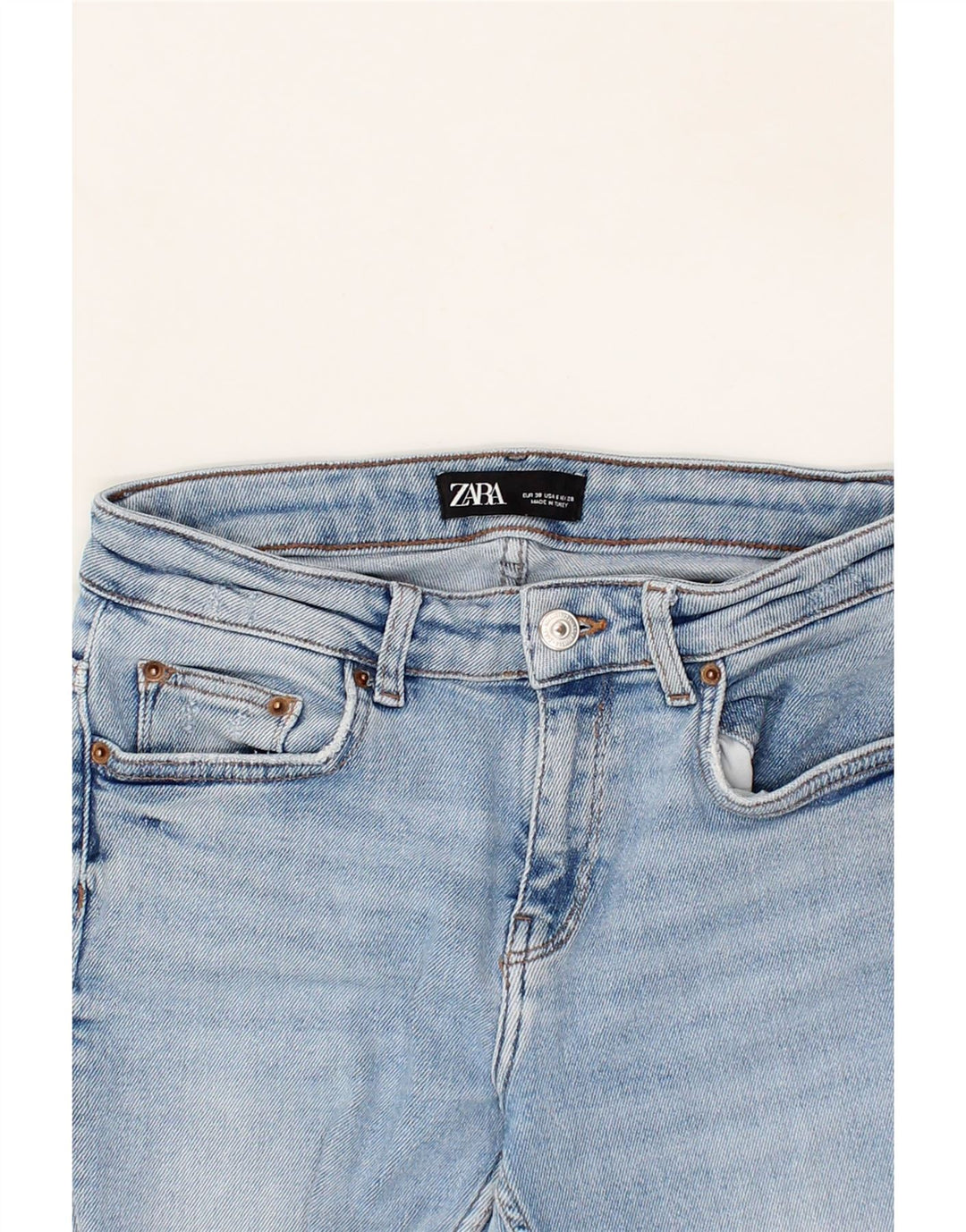 ZARA Womens Distressed Slim Jeans EU 38 Medium W26 L27 Blue Cotton Vintage Zara and Second-Hand Zara from Messina Hembry 
