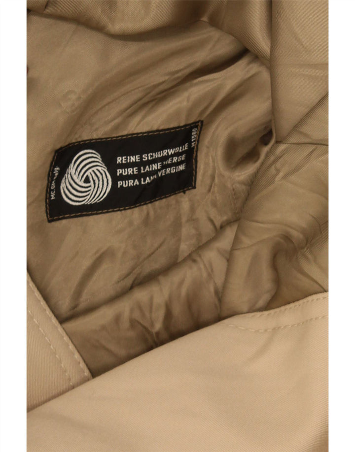 Cappotto doppiopetto vintage da uomo UK 38 Lana vergine beige medio