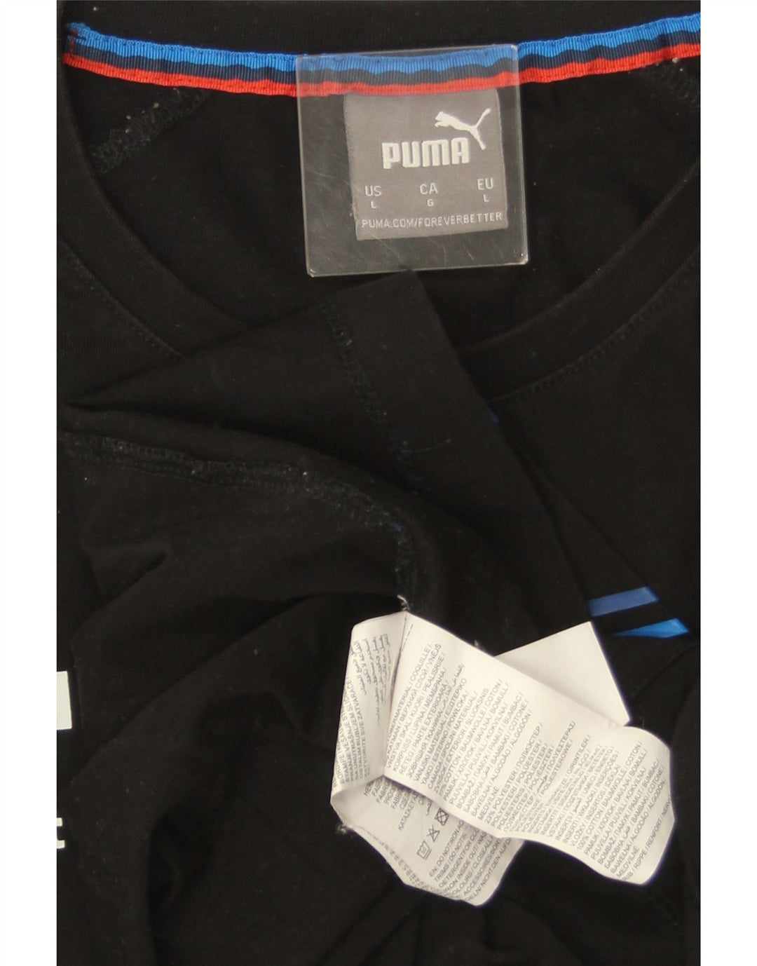 PUMA T-shirt grafica da uomo BMW Motorsport Top grande in cotone a righe nere