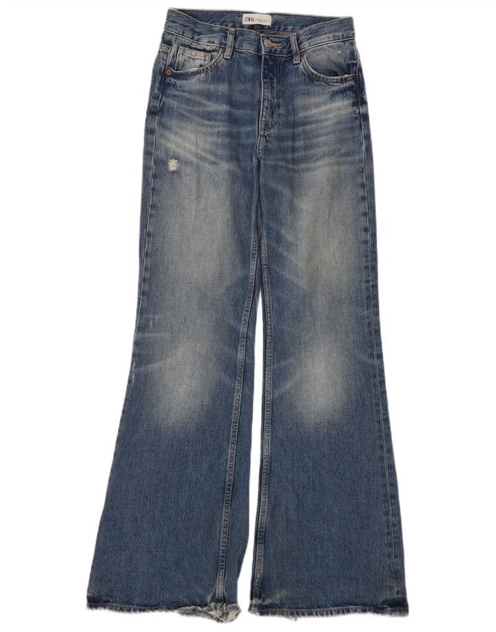 Jeans svasati effetto vissuto Zara da donna EU 34 2XS W24 L32 cotone blu
