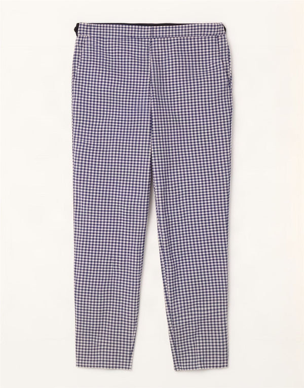Pantaloni da abito affusolati a vita alta da donna Zara XL W32 L26 blu a quadretti