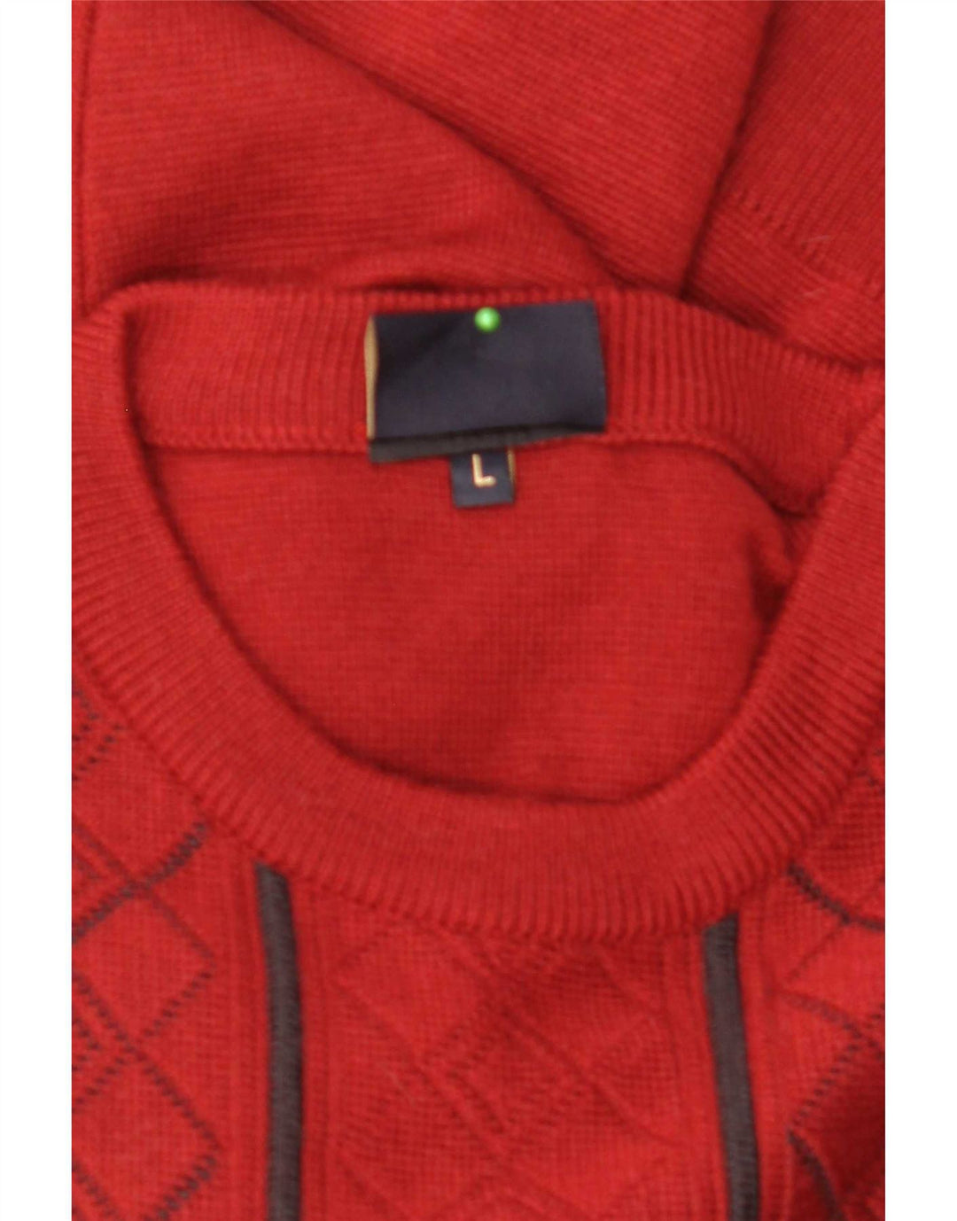Gabicci Uomo Maglione Girocollo Maglione Grande Rosso Argyle/Diamante Lana