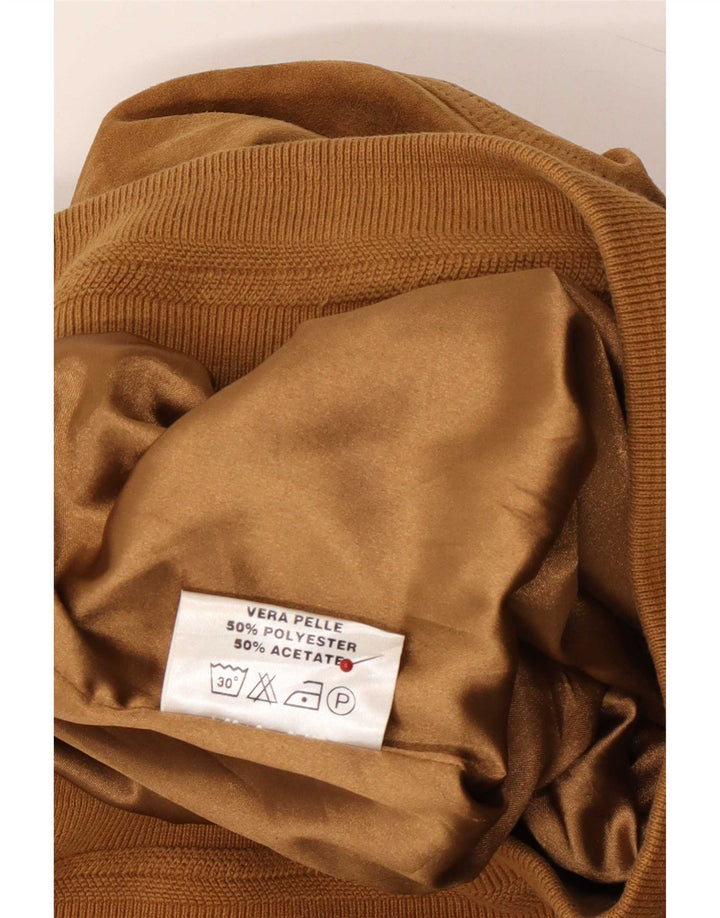 Giubbotto bomber vintage in pelle scamosciata da donna IT 44 in pelle beige medio
