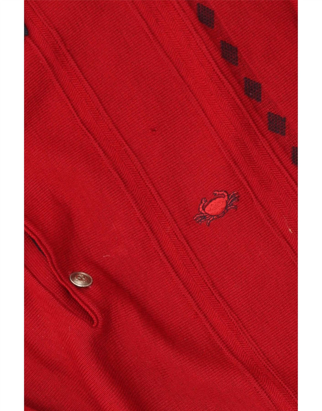 Maglione vintage da uomo con collo a polo rosso medio geometrico
