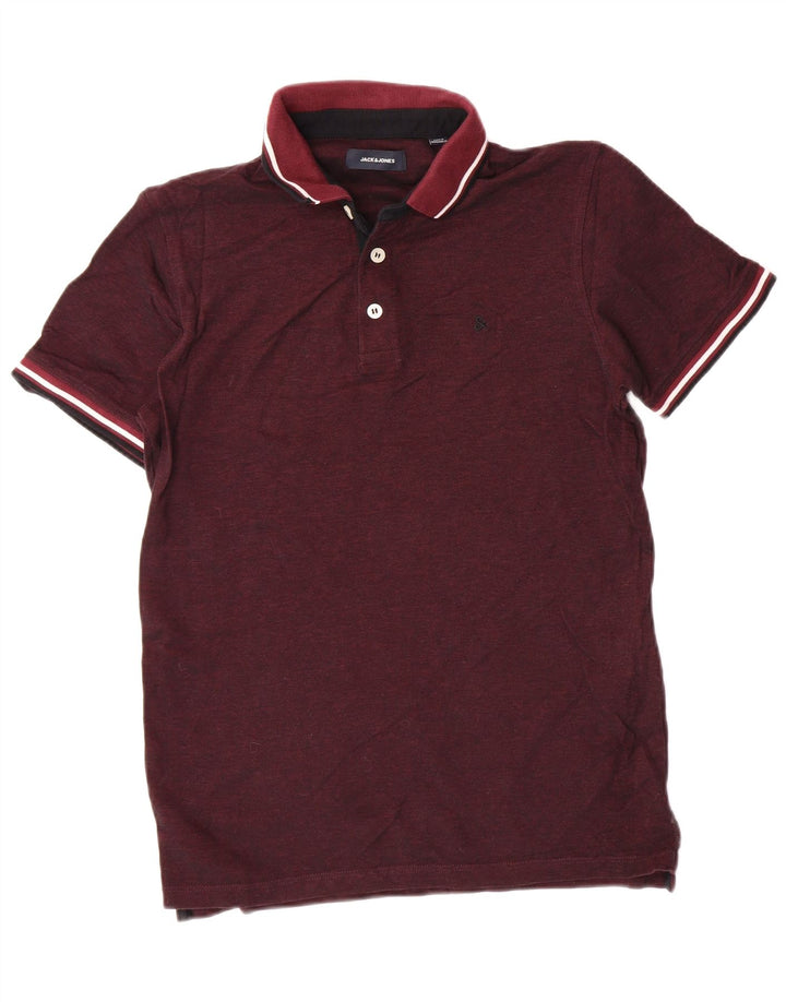 JACK & JONES Polo da uomo in cotone bordeaux medio